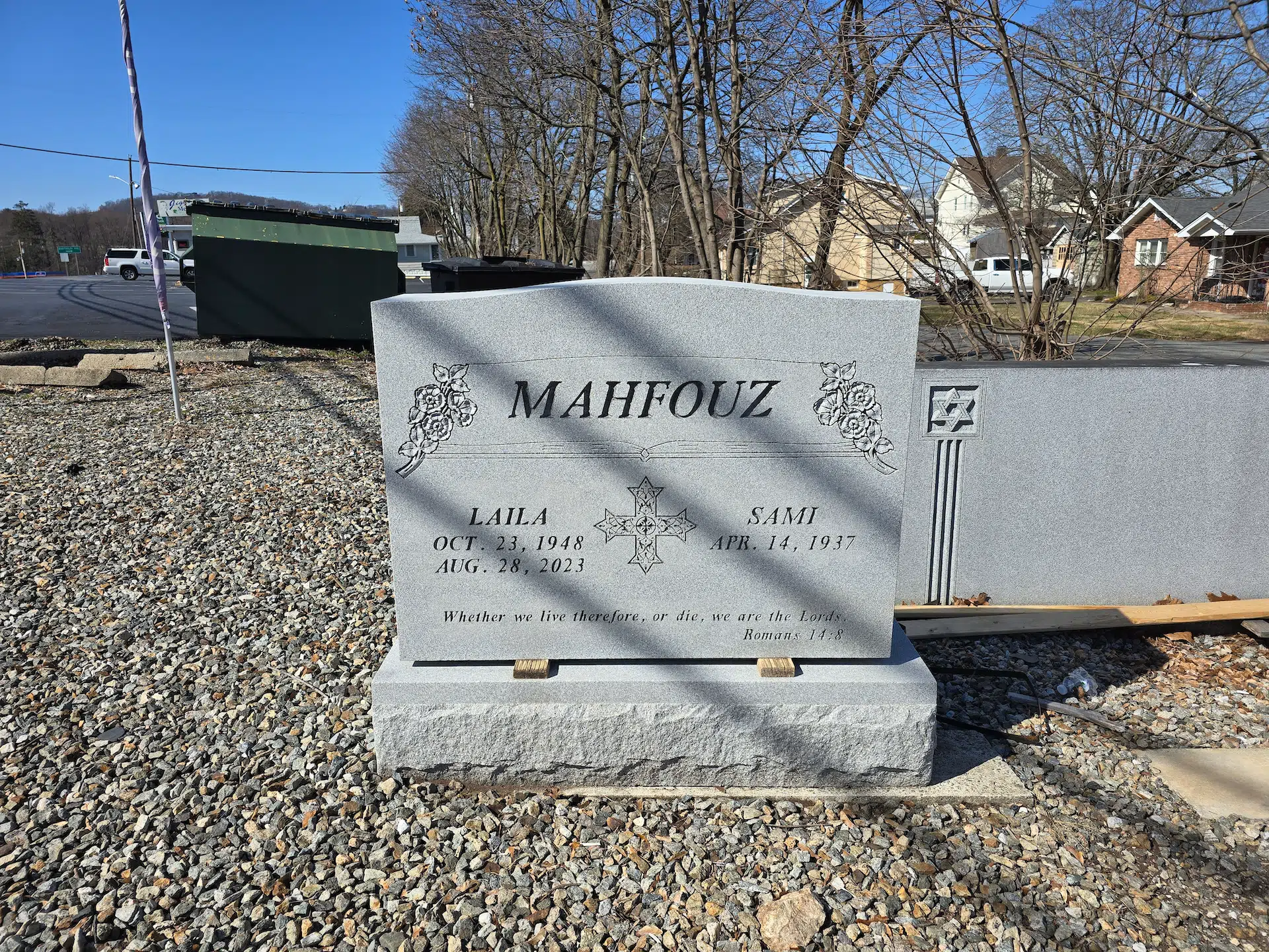 Granite Upright Headstone hand-carved by Upright Headstone Shop in NJ — image 1