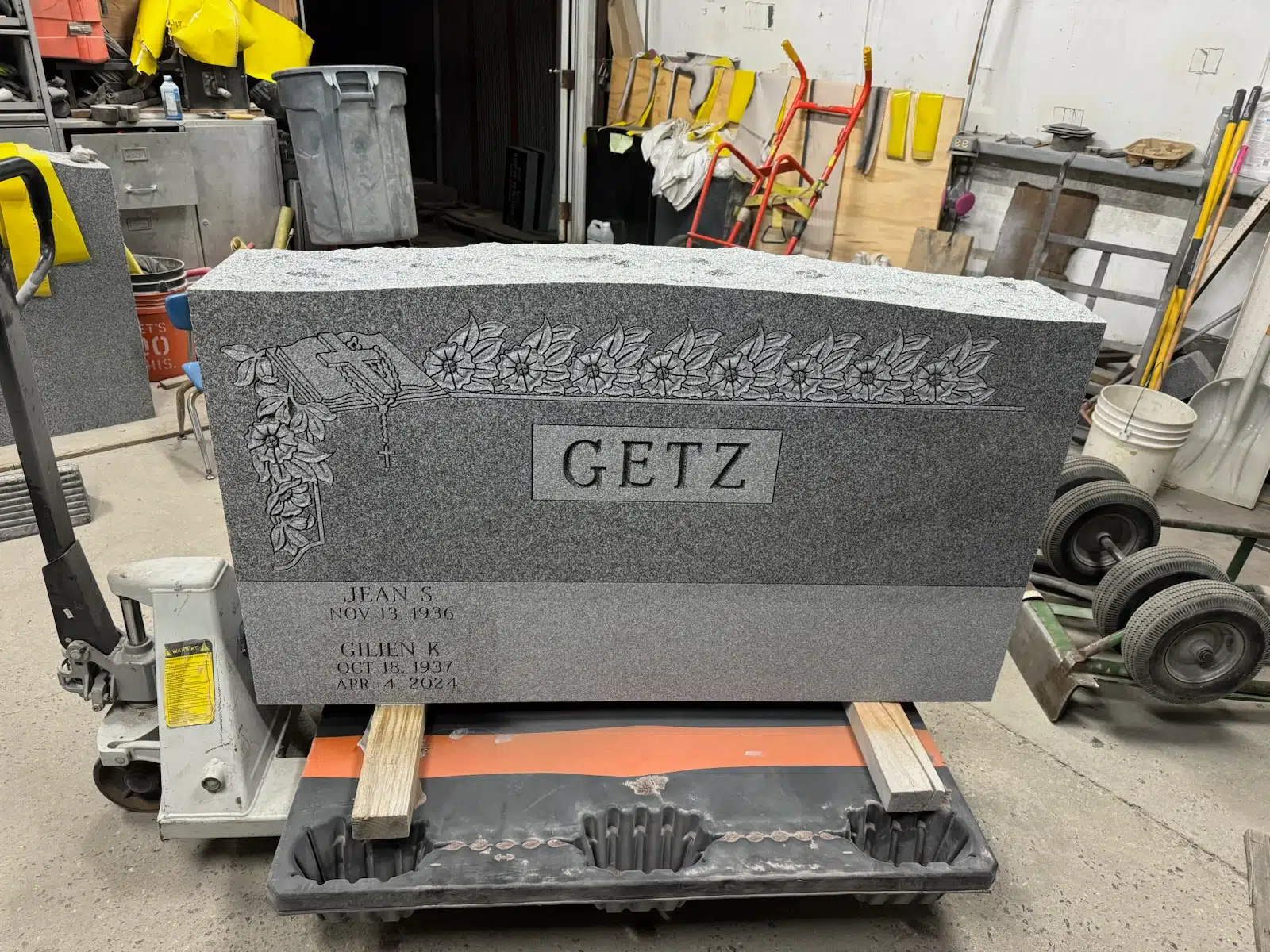 Granite Upright Headstone hand-carved by Upright Headstone Shop in NJ — image 5